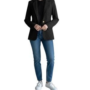 J.Crew Collection Women Nalya Black Gold Metallic Holiday Blazer Size 10 Jacket